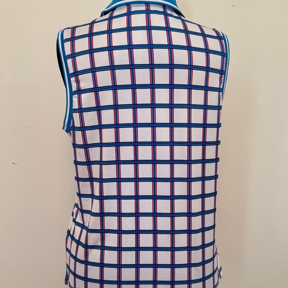 Lillie Green - Red, White, Blue, and Black Checkered Sleeveless Polo Top Size: L - Picture 3 of 5